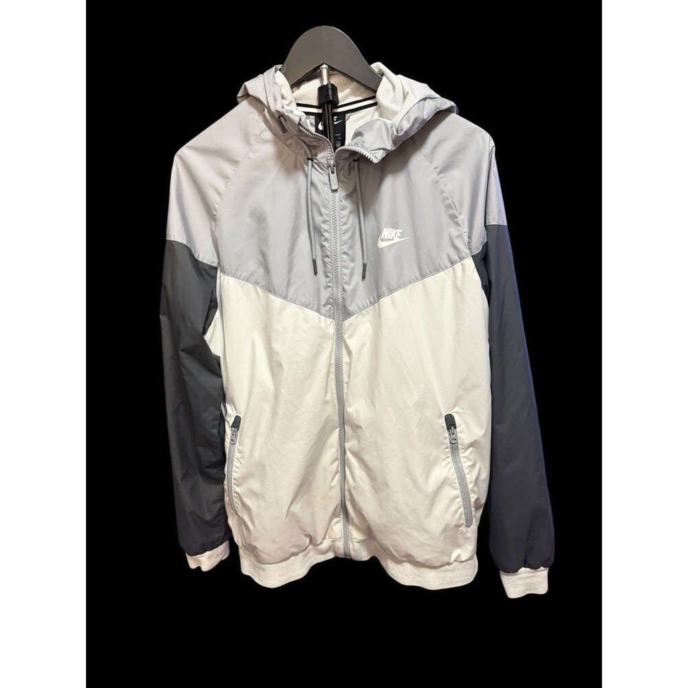 Nike Windrunner Windbreaker Color Block Hooded Jacket Black Gray White Large L